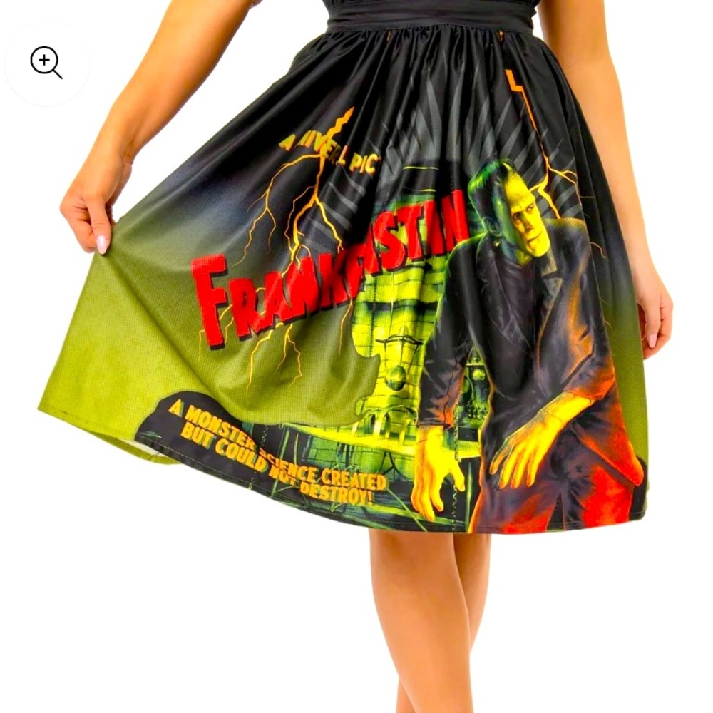 Unique Vintage x Frankenstein Skirt Universal Monsters Psychobilly Rockabilly